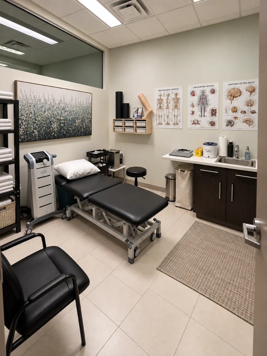 A physiotherapy treatment room at the Critical Trauma Therapy St. Catharines clinic