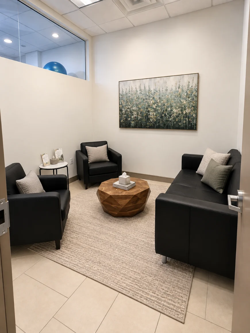 A private therapy room at the Critical Trauma Therapy St. Catharines clinic